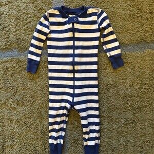 Hanna Andersson HannaJams Sleeper Pajamas Unisex 18-24M Navy Stripe